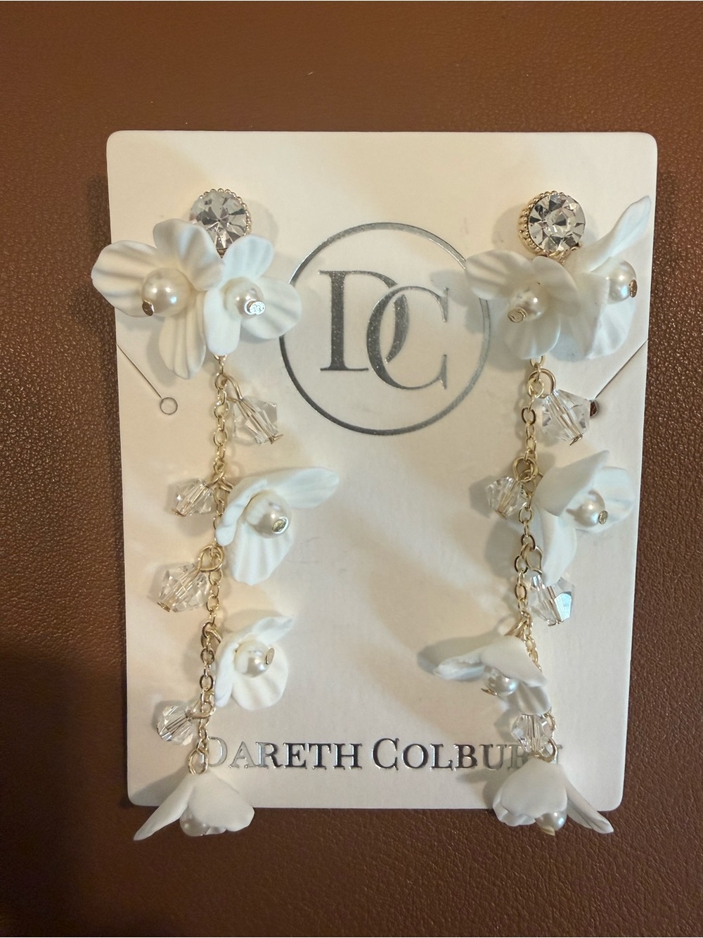 Dareth Colburn White Floral Drop Earrings